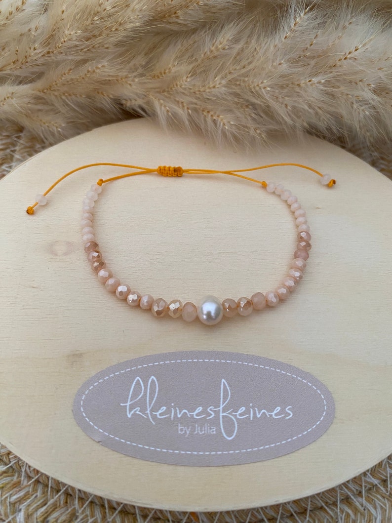 filigree pearl bracelet bracelet friendship bracelet beads glass cut beads freshwater pearl peach, beige, orange boho minimalist image 7
