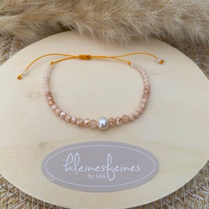 filigree pearl bracelet bracelet friendship bracelet beads glass cut beads freshwater pearl peach, beige, orange boho minimalist image 6