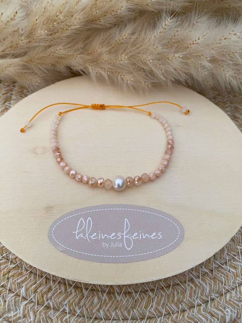 filigree pearl bracelet bracelet friendship bracelet beads glass cut beads freshwater pearl peach, beige, orange boho minimalist image 6