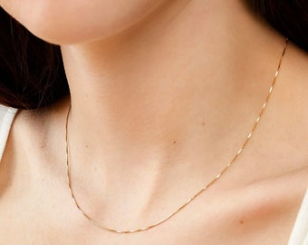 Thin Gold Chain Necklace, Simple Gold Necklace, Thin Gold Plated Chain, Cable Chain Necklace, Gold Plated Necklace, Thin Layer Necklace