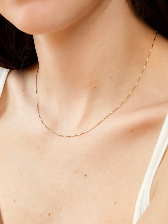 Thin Gold Chain Necklace Simple Gold Necklace Thin Gold Plated