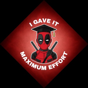 Topper de birrete de graduación - Deadpool Máximo Esfuerzo