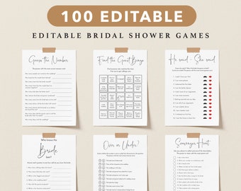 Bridal Shower Games, Printable Bridal Shower Games, Minimalist Wedding Shower Games, Editable Bridal Party Games, Bride or Groom