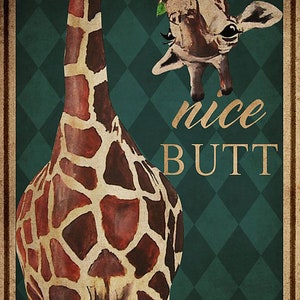 Nice Butt Giraffe Vintage Home Decor Poster