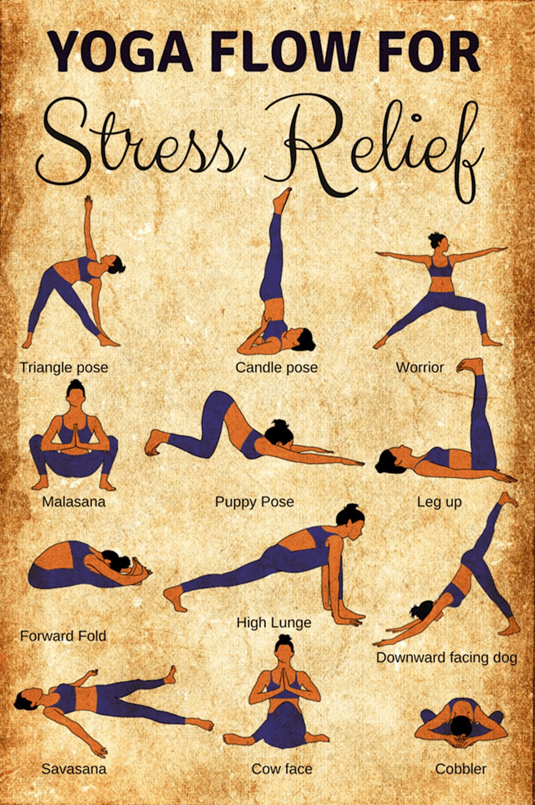 Yoga Lover Yoga Poses Yoga Flow for Stress Relief Poster Wall