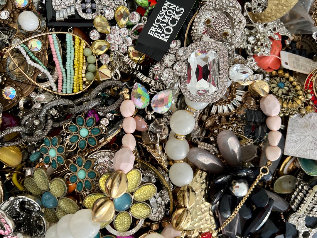 Wearable 2 LBS Mystery Lot of Jewelry, Vintage and Modern , Free US