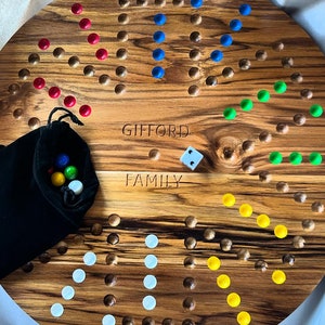 Personalized Teak Aggravation Game: Wahoo Marble Board Game