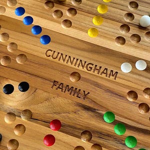 Personalized Teak Wahoo Game Board: Marble Aggravation Game