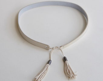 Cream Leather Hat Band: Adjustable Bohemian Cowboy Hatband