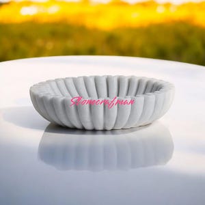 Scalloped Marble Ruffle Bowl 6x6 inch White Circle Shape Natural Stone 6&#39;&#39; Diameter Handmade Artisan Work Curved Bowl for Decorative Home
