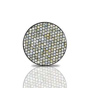 Inlay Marble Stone Coffee Table, Elegant Inlay Marble White Coffee Table for Living Room – Handcrafted Beauty with Iron Stand