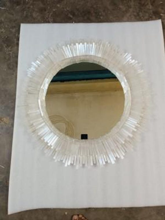 ✨ Espejo Colgante Selenita Sunburst: Decoración Art Deco Hecha A Mano Desde India | Regalo único Para Sala O Baño