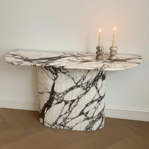 Consola de mármol Calacatta Viola, mesa de lujo para recibidor y recibidor