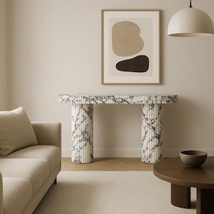 Consola de mármol Calacatta Viola, mesa de lujo para recibidor y recibidor