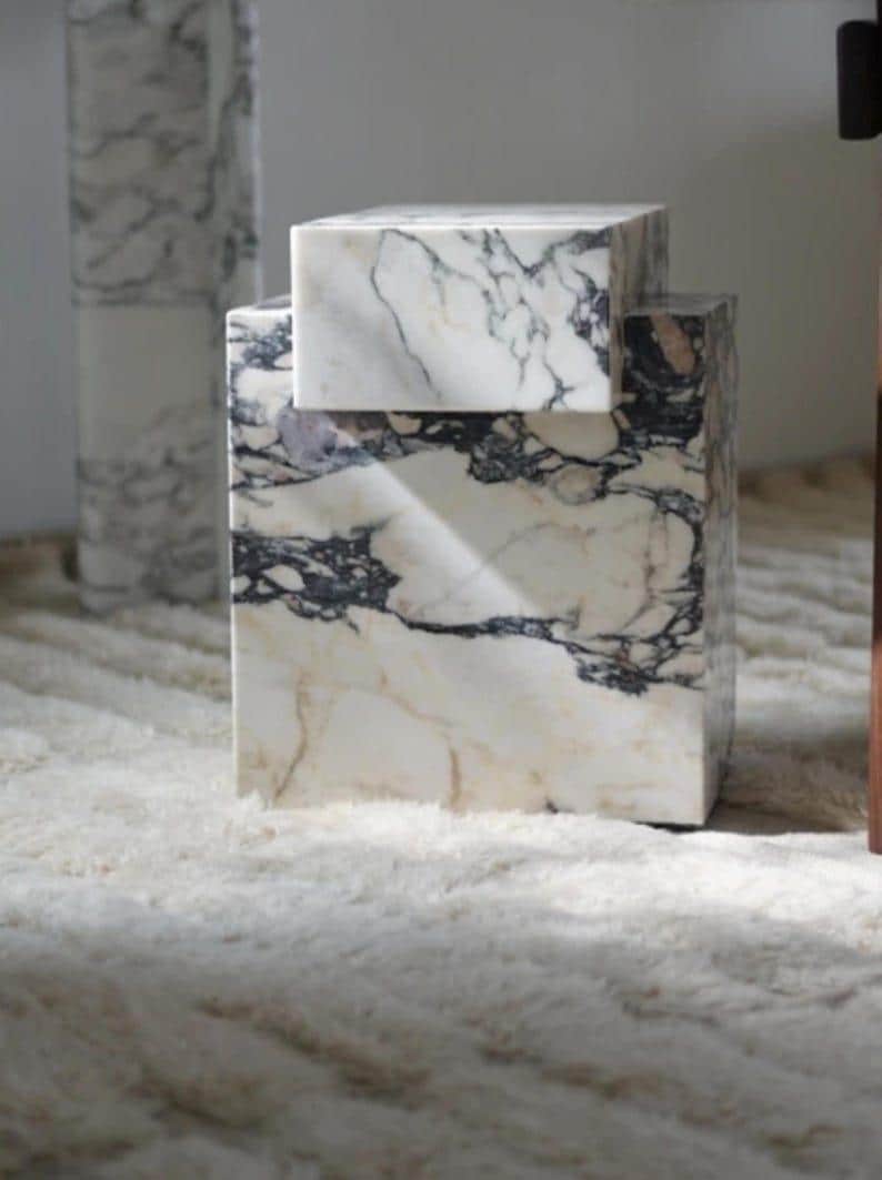 Flower Table,calacatta Viola Bed side Table, Low Table, Corner Table, Marble pedestal,living Room Table,Night Table, Luna Table, luxuryTable