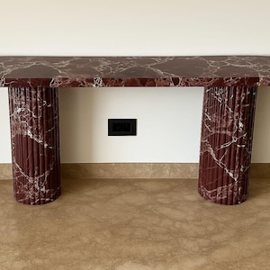 Consola de mármol Rosso Lavando, moderna mesa de recibidor.