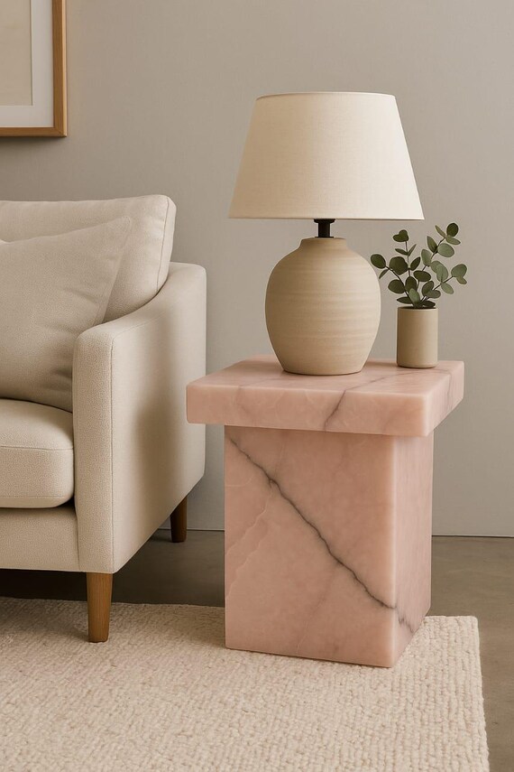 Pink Onyx Coffee Table, Natural Stone Accent Table