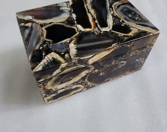 Elegant Agate Inlay Marble Jewelry Box, High-quality Jewelry Storage, Holiday Gift for Jewelry Lovers Collector&#39;s Jewelry Box