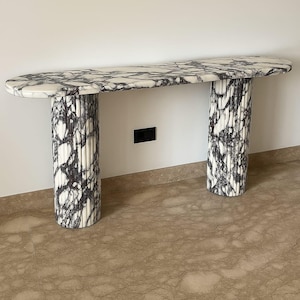 Mesa consola de mármol Calacatta Viola: mesa de recibidor de lujo.