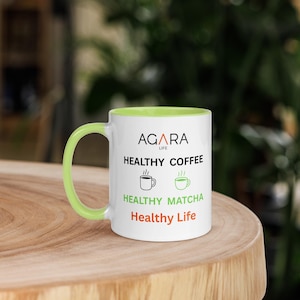 AGARA Healthy Coffee Healthy Matcha Healthy Life Mug with Lime Green color Inside and on the handle