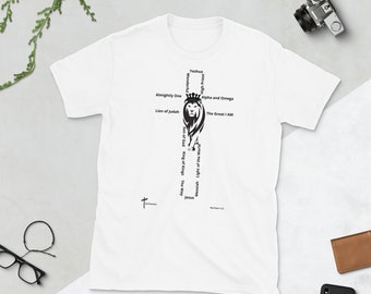 Kreuz Namen Jeschua Jesus Löwe von Judah Kurzärmeliges Unisex T-Shirt