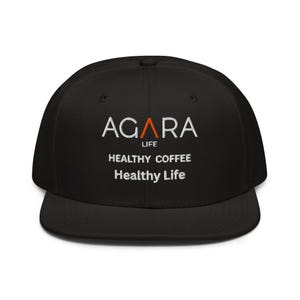 AGARA Embroidery Snapback Hat Healthy Coffee Healthy Life