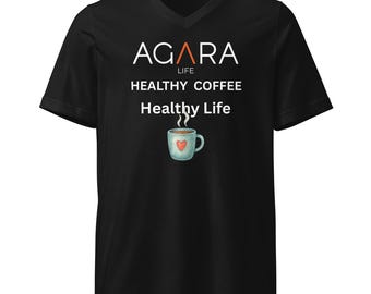 Camiseta unisex de manga corta con cuello en V delantero y trasero de AGARA