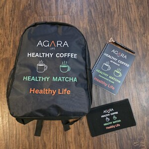 AGARA Bundle Backpack Matching Spiral Notebook Jeweled Pen Cosmetic bag