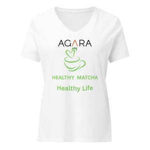 AGARA Front Back Healthy Matcha Healthy Life Women’s relaxed v-neck t-shirt