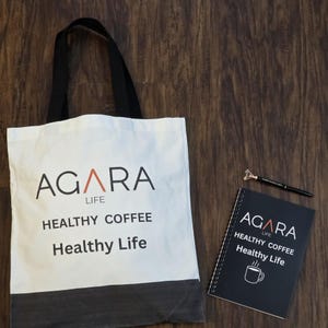 AGARA Bundle Tote Bag Matching Spiral Notebook Jeweled Pen