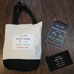 AGARA Bundle Backpack Matching Spiral Notebook Jeweled Pen Cosmetic bag