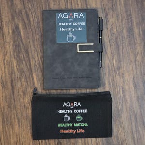 AGARA Bundle Notebook with Pen and Cosmetic bag