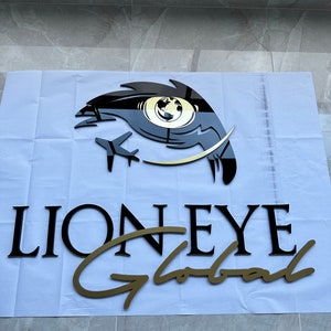 Custom Logo, 3D Wall logo, Brushed gold sign, 3D logo, Office dekor, Office sign,3D Metal sign, Business sign, Personalized Signage, 3DMetal