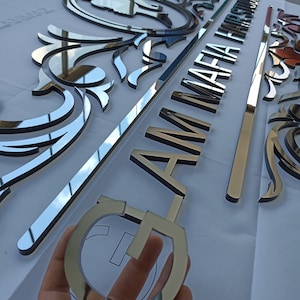 3D Wall Logo, Sign For Business, Office Decor, House Number Sign, Turn your logo into sign, Brusshed Silver, Brushed Gold, Leser Cut Logo