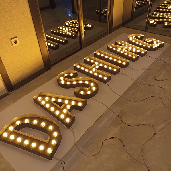 marquee letters decor, marquee letter, metal led logo, business İlluminated signs, Custom Marquee signs, Rustic Metal Letter Lights