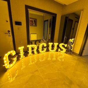 Letras iluminadas / Letras de marquesina / Palabras con luces de marquesina / Decoración con luces de marquesina / Luz de palabra personalizada / Letrero de letras de marquesina de metal /