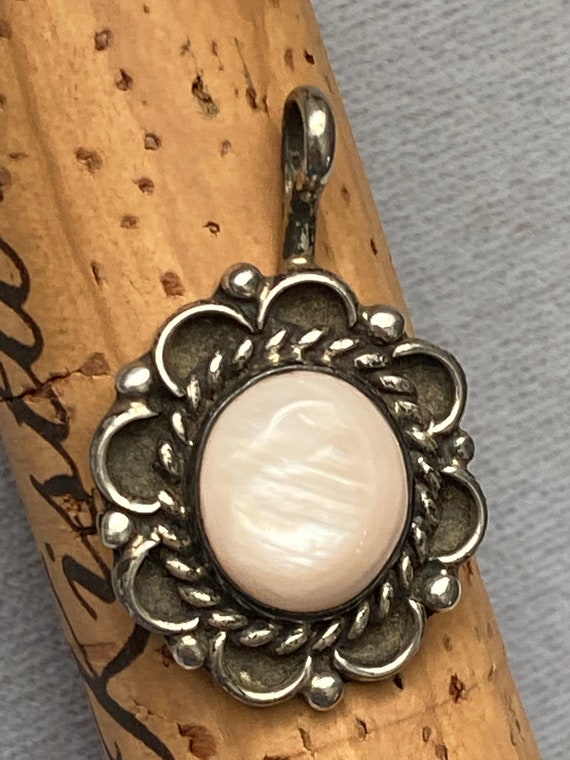 Navajo Pink Mother of Pearl & Sterling Pendant