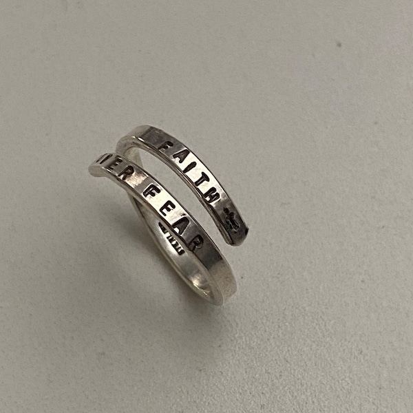 Faith Over Fear Adjustable Sterling Silver 925 Ring