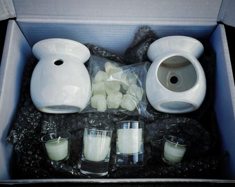 Wax melt starter kit with candles.