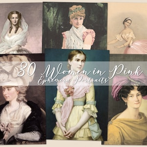 Vintage Floral Pink Portrait Ephemera | Printable Papers Images Digital Download