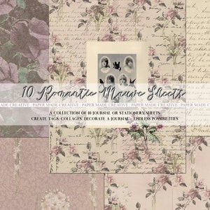 Vintage Romantic Mauve Stationery Sheets | Junk Journaling Scrapbook Digital Download Papers