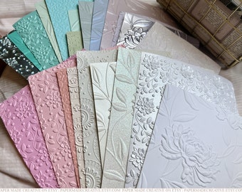 Decorative Floral Embossed Papers | Journaling Scrapbooking Crafts Ephemera