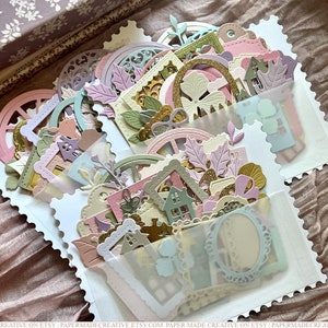 Fleurs printanières découpées à l'emporte-pièce Fleurs, cadres, étiquettes, feuilles, napperons | Papier découpé | Junk Journal Scrapbooking Crafts Ephemera