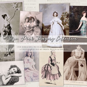 Vintage Blumen neutrale rosa Ephemera | Druckbare Papiere Bilder Digitaler Download