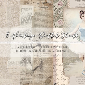 A4 Vintage Ballet Collage Sheets | Ephemera Cards Journal Scrapbook Digital Paper