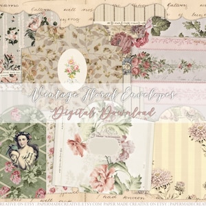 Koperty z tapetą w kwiaty w stylu vintage Część 1 | Wydrukuj cyfrową wersję do pobrania Ephemera