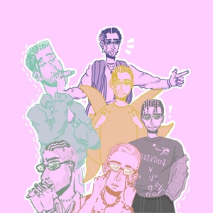 Bad Bunny inspired digital art print