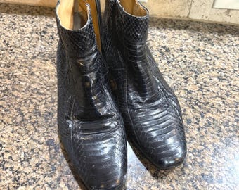 Giorgio Brutini Private Collect Herrskor Svarta Äkta Ormklackade Ankelboots Storlek 8.5 M