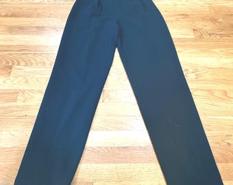 Vintage Black High Waisted Wide Leg Pleated Dress Pants Size 2 Made in Korea