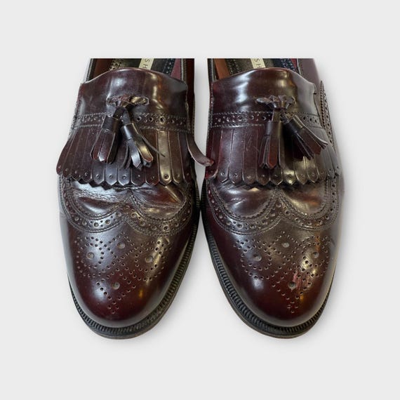 Florsheim Burgundy Leather Wingtip Tassel Loafers Men